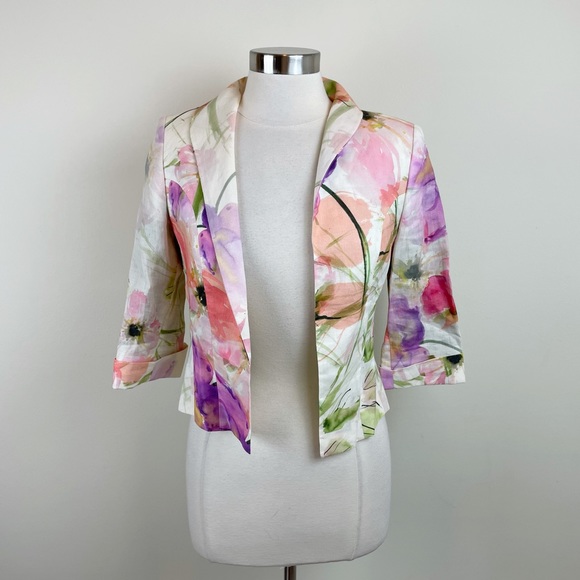 Pauw Amsterdam 100% Ramie Colorful Pastel Floral Blazer Jacket Women Size 0 - Picture 1 of 7